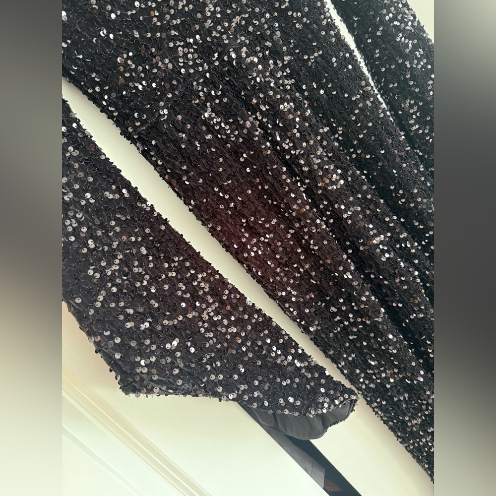 Fashion Nova Black Sequin Long Sleeve jumpsuit NWT - Picture 7 of 8